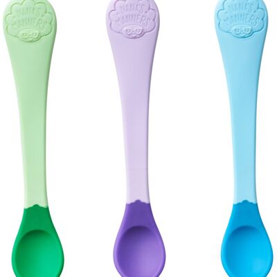 Fase 1 - Colore del cucchiaio per lo svezzamento - Confezione mista da 3 (viola, blu, verde)