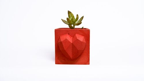 Pot Love - Béton coloré Rouge - SANS PLANTE