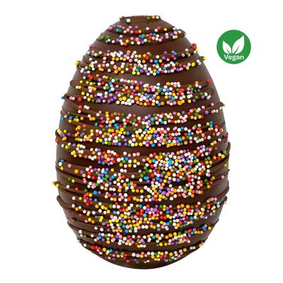 Uovo di Pasqua al cioccolato vegano con confettini