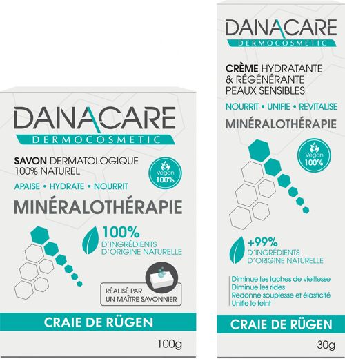 Pack decouverte : savon dermatologique 100% naturel &  creme hydratante & regenerante peaux sensibles
