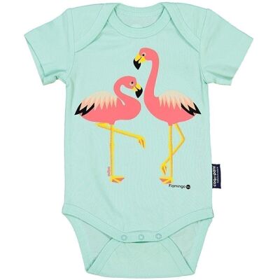 Baby bodysuit short sleeves Flamant Rose