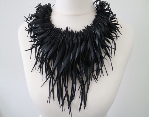 Recycled Rubber Bold Statement Necklace / 2 Pieces