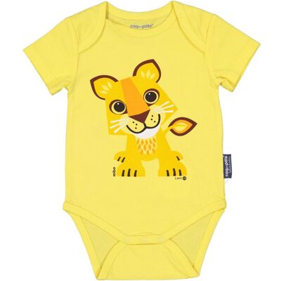 Lion short-sleeved baby bodysuit