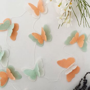Guirlande de papillons en feutrine | Guirlande de Papillons pêche, menthe et blanc | Butterlfy felt Garland | Pastel Butterfly garland 2