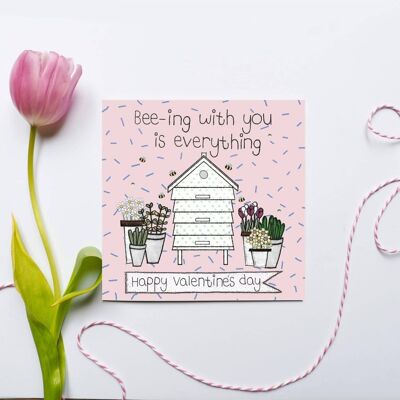 Bee-ing contigo lo es todo Happy Valentines Card