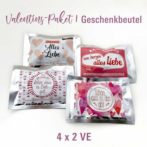 Glückslicht / Valentins-Paket / Geschenkbeutel / 4 x 2 Displays je 15 Stück