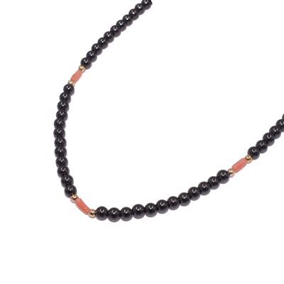 Hematite necklace with coral