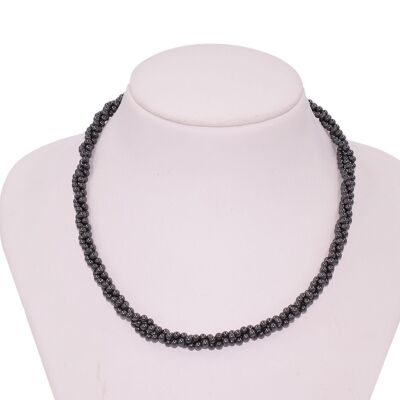 Triple twisted hematite necklace