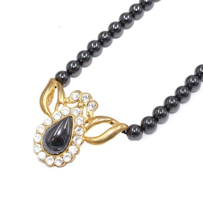 Hematite necklace with teardrop pendant