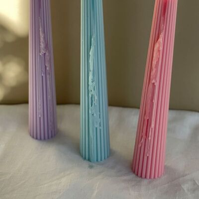 Ribbed Taper Candles - 1 candle - Green , SKU119