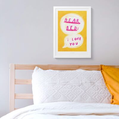 A4 Querida cama, te amo | Cartel de cita Lámina artística