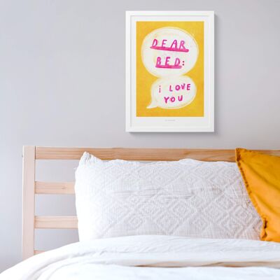 A4 Querida cama, te amo | Cartel de cita Lámina artística