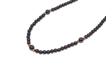 Collier hématite boules plaqué or 1