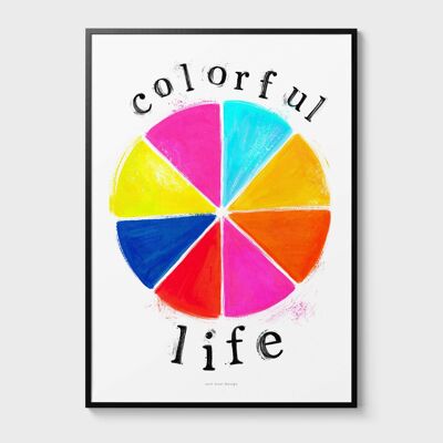 Vida colorida A4 | Cartel de ilustración Lámina artística