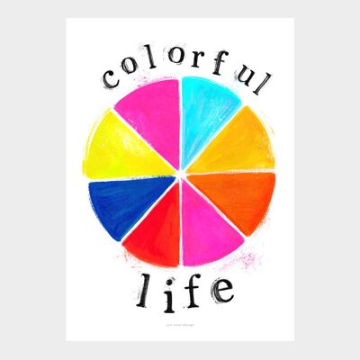 Vida colorida A4 | Cartel de ilustración Lámina artística