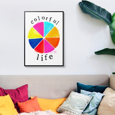 Vida colorida A3 | Cartel de ilustración Lámina artística