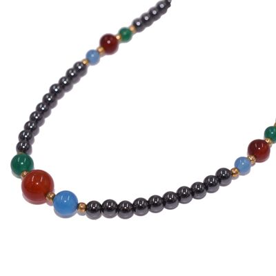 Hematite necklace with agate beads