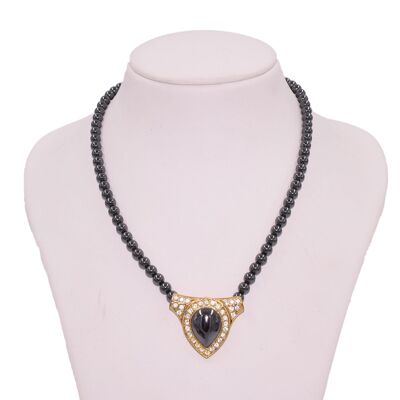 Hematite necklace with teardrop pendant