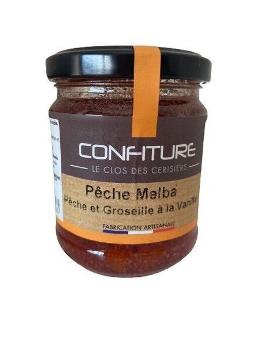 Confiture Extra "Peche Melba" (pêche groseille à la vanille)