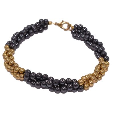 Bracciale in ematite con sfere placcate oro