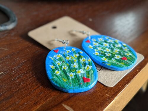 Flower bouquet air dry clay earrings