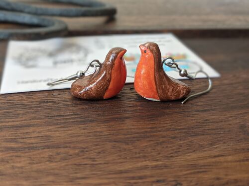 Robin earrings, handmade bird earrings