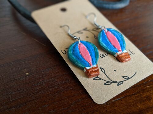 Hot Air Balloon small air-dry clay drop earrings