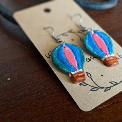 Hot Air Balloon small air-dry clay drop earrings