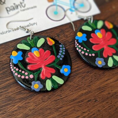 Hungarian folk art earrings - colourful drop earrings