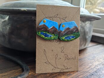 Boucles d'oreilles puces paysage de montagne 3