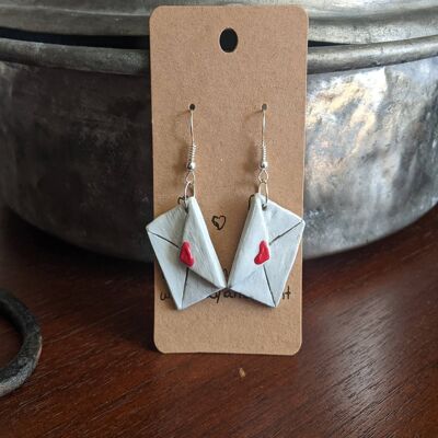 Love letter clay dangle earrings