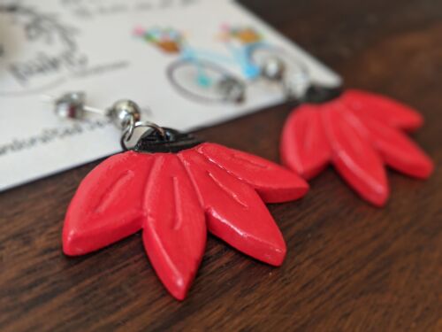 Red flowers statement earrings