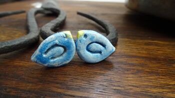 Boucles d'oreilles puces argile petits oiseaux - bleu 1