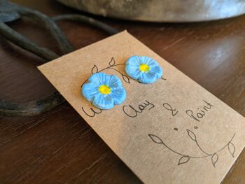 Clous fleurs myosotis, petits clous fleuris en argile - bleu 2