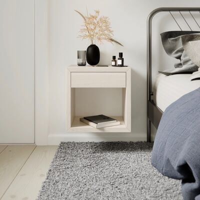 Bedside table HUGO with drawer, white birch