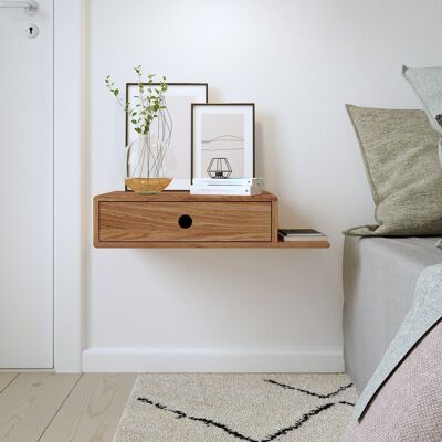 HOPE bedside table with shelf on the right, oiled oak