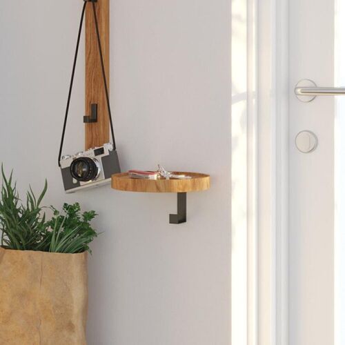 Woody Small wall mounted shelf with hooks
