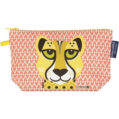 Trousse à soufflet rouge canvas en coton biologique - Guépard