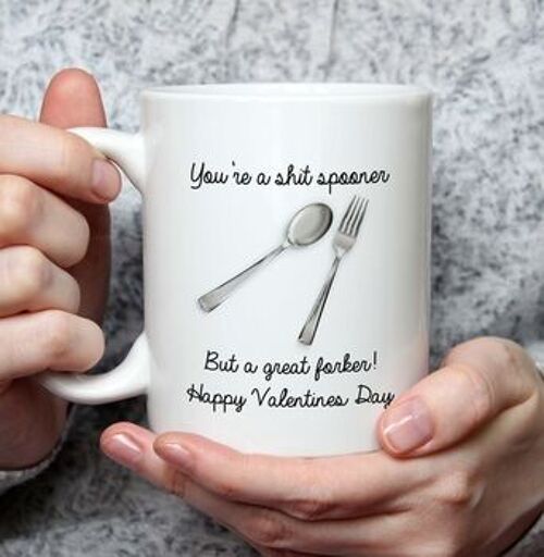 Shit Spooner But Great Forker Valentines Mug