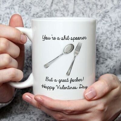 Shit Spooner But Great Forker Valentines Tasse