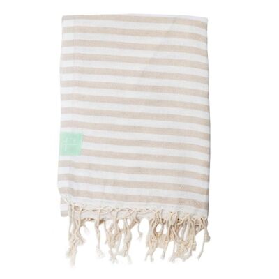 Beige Candy Striped Hammam Towel