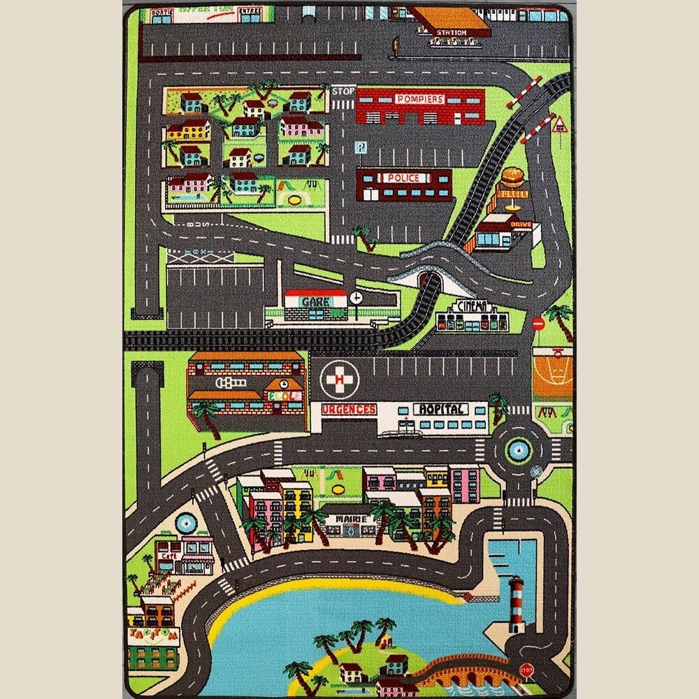 Tapis de jeu pour enfant routes dans la ville 130 x 200 cm