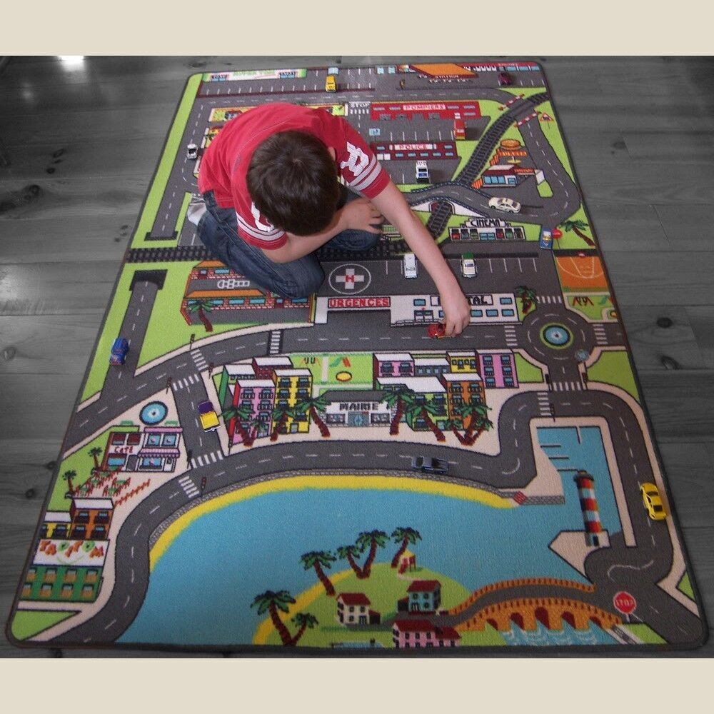 Tapis de jeu pour enfant routes dans la ville 130 x 200 cm