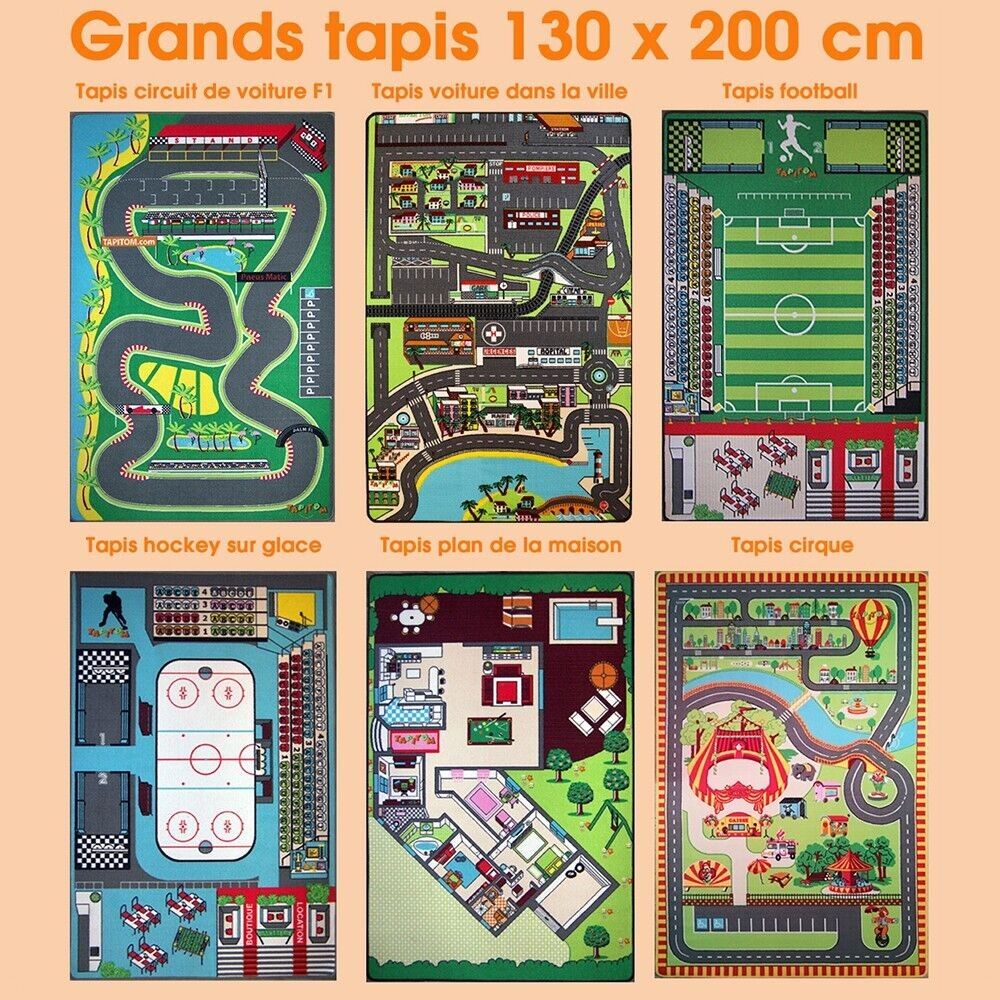 Tapis de jeu pour enfant routes dans la ville 130 x 200 cm