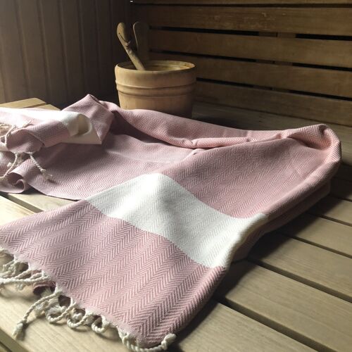 Herringbone Towel - Salmon Pink