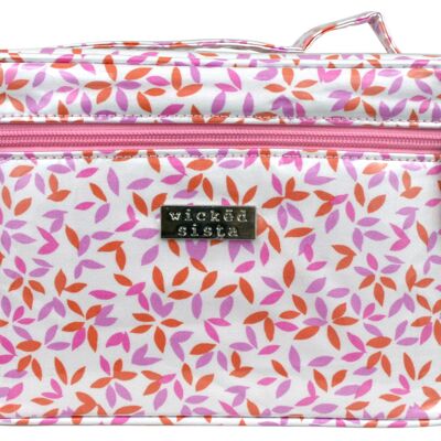 Pretty Leaves Pink/Orange Small Beauty Case cosmetic bag