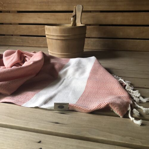 Herringbone Towel -  Coral