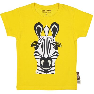 Camiseta infantil de manga corta de algodón orgánico Zebra