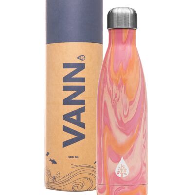 Water bottle thermos flask - Sustainable VANN drinking bottle marble pink
