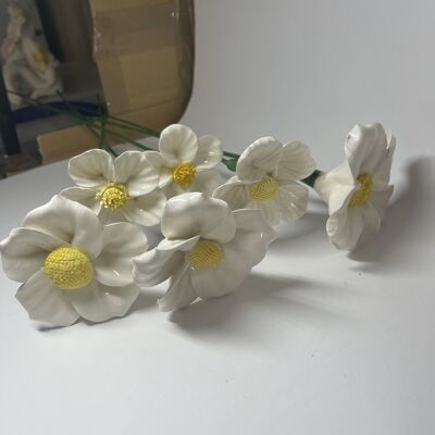 6 Porcelain Anemone Flowers on Stems
